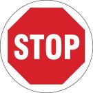 Anti Skid Floor (Stop) Sign - Anti-skid Laminated Vinyl - White on Red - 17 Inch Diameter