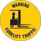 Anti Skid Floor (Warning Forklift Traffic) Sign - Anti-skid Laminated Vinyl - Black on Yellow - 17 Inch Diameter