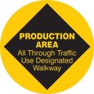Anti Skid Floor (Production Area) Sign - Anti-skid Laminated Vinyl - Black on Yellow - 17 Inch Diameter