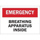 EMERGENCY Breathing Apparatus Inside Sign - Non-reflective Aluminum - Black/Red on White - 7 x 10