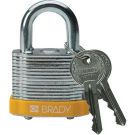 Brady Standard-size Steel Padlock - 5-pin Cylinder, 0.75" Shackle Clearance, Yellow