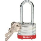 Brady Standard Size Steel Padlock - 5-pin Cylinder, 2 In. Shackle Clearance, Red