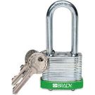 Brady Standard-size Steel Padlock - 5-pin Cylinder, 2" Shackle Clearance, Green
