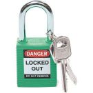 Brady Nonconductive Safety Padlock - 6-pin Cylinder, 1.5 In. Shackle Clearance, Keyed Different, Green