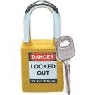 Brady Nonconductive Safety Padlock - 6-pin Cylinder, 1.5 In. Shackle Clearance, Keyed Different, Yellow
