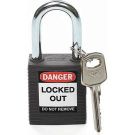 Brady Nonconductive Safety Padlock - 6-pin Cylinder, 1.5 In. Shackle Clearance, Keyed Different, Black