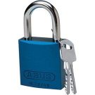 Abus Standard Size Aluminum Padlock - 6-pin Cylinder, 1 In. Shackle Clearance, Blue