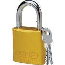 Abus Standard Size Aluminum Padlock - 6-pin Cylinder, 1 In. Shackle Clearance, Yellow