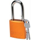 Abus Standard Size Aluminum Padlock - 6-pin Cylinder, 1.5 In. Shackle Clearance, Orange