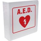 L Aed Sign - Acrylic, High Visibility L-style - Red on White - 8 x 8