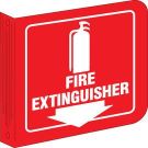 Standard "L" Fire Extinguisher Sign - Acrylic, High Visibility L-style - White on Red - 8 x 8