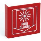V Fire Alarm Sign - White on Red - 8 x 8