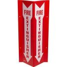 Tall Fire Extinguisher "V" Sign - Acrylic, High Visibility V-style - White on Red - 18 x 8.5