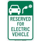 Reserved For Electric Vehicle Sign - Reflective Aluminum - Green on White - 18 x 12