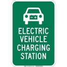 Electric Vehicle Charging Station Sign - Reflective Aluminum - White on Green - 18 x 12
