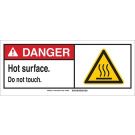 DANGER Hot Surface. Do Not Touch. Sign - Premium Fiberglass - Black/Red/Yellow on White - 7 x 17