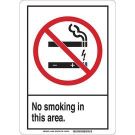 No Smoking In This Area Sign - Premium Fiberglass - Black/Red on White - 10 x 7