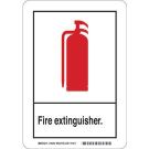 Fire Extinguisher Sign - Light Duty Plastic - Black/Red on White - 10 x 7