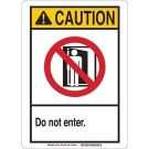 CAUTION Do Not Enter. Sign - Non-reflective Aluminum - Black/Red/Yellow on White - 10 x 7