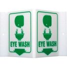 V Eye Wash Sign - Rigid Polyethylene, High Visibility V-style - Green on White - 12 x 18