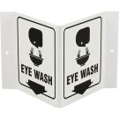 Eye Wash Sign - Acrylic, High Visibility V-style - Black on White - 6 x 9