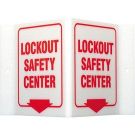 V Lockout Safety Center Sign - Acrylic, High Visibility V-style - Red on White - 6 x 9