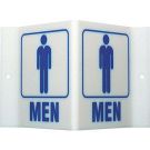 V Men Sign - Acrylic, High Visibility V-style - Blue on White - 6 x 9
