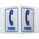 V Phone Sign - Acrylic, High Visibility V-style - Blue on White - 6 x 9