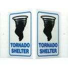 V Tornado Shelter Sign - Acrylic, High Visibility V-style - Black/Blue on White - 6 x 9