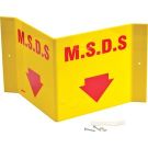 V MSDS Sign - Red on Yellow - 8 x 14.5
