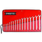 Combination Wrench Set, Metric 17 Piece 7 - 21 Millimeter Size Range 12 Point 15 Degree Offset Head Polished Finish W/ Pouch