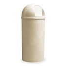 Marshal Beige Round Fiberglass Waste Receptacle With Retainer Bands 25 Gallon