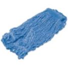 Mop Head - D213 Blue Large Size Super Stitch 4-Ply Cotton / Synthetic Blend with 1" Headband. Looped Ends - Fits Side Gate Handles - Rubbermaid