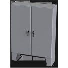 Overlapping Two-Door Floor-Mounted Enclosure, NEMA 3R,12,13 & IP55, Carbon Steel, Gray, With 3-Point Latching Mechanism Installed, Back Plated Ordered Separately, 60x48x8