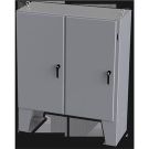 Enviroline Series Two-Door Floor Mount Disconnect Enclosure, NEMA 3R,4,12,13&IP66, Carbon Steel, Gray, Handle 3-Point Mechanism, Sub-Panel Ordered Separately, 60x61x12