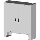 Overlapping Two-Door Floor-Mounted Enclosure, NEMA 3R,12,13 & IP55, Carbon Steel, Gray, With 3-Point Latching Mechanism Installed, Back Plated Ordered Separately, 72x60x10