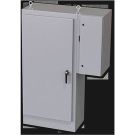 Heavy Duty Free-Standing Enclosure With External Disconnect Enclosure Installed, Single Door, NEMA 3R,12,13&IP55,Carbon Steel, Gray, Handle & 3-Point Mechanism, Sub-Panel Included, 72x34x18