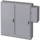 Heavy Duty Free-Standing Enclosure With External Disconnect Enclosure Installed, Two Door, NEMA 3R,4,12,13&IP66,Carbon Steel, Gray, Handle & 3-Point Mechanism, Sub-Panel Included, 72x54x18