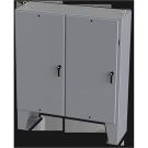 Enviroline Series Two-Door Floor Mount Disconnect Enclosure, NEMA 3R,4,12,13&IP66, Carbon Steel, Gray, Handle 3-Point Mechanism, Sub-Panel Ordered Separately, 72x73x12