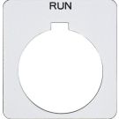 30MM Black on White RUN Square Pushbutton Legend Plate