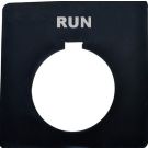 30MM White on Black RUN Square Pushbutton Legend Plate