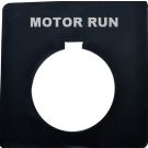 30MM Silver on Black MOTOR RUN Square Pushbutton Legend Plate