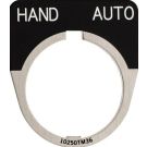 30MM Silver on Black HAND/AUTO Square Pushbutton Legend Plate