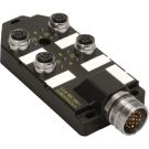M12 4-port Junction Box with M23 Home Run Side Exit, 4 Pin I/O Ports, NPN LEDs (4MB12Z-4N2-CS12H)