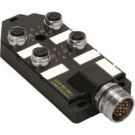 M12 4-port Junction Box with M23 Home Run Side Exit, 4 Pin I/O Ports (4MB12Z-4-CS12H)