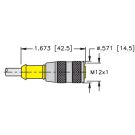 M12 Single Ended Cordset 4 Wire, 5 meter, Straight Female with black molded plug body (RK 4.4T-5/S760/S771)