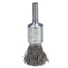 Stem Mounted End Brush, 1/2 in Dia, 1/4 in Shank, Carbon Steel Crimped Wire, 7/8 in Trim