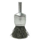 Stem Mounted End Brush, 3/4 in Dia, 1/4 in Shank, Carbon Steel Crimped Wire, 7/8 in Trim