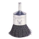 Stem Mounted End Brush, 1 in Dia, 1/4 in Shank, Carbon Steel Crimped Wire, 1-1/8 in Trim