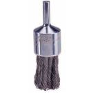 Stem Mounted End Brush, 1-1/8 in Dia, 1/4 in Shank, Stainless Steel Knotted Wire, 7/8 in Trim